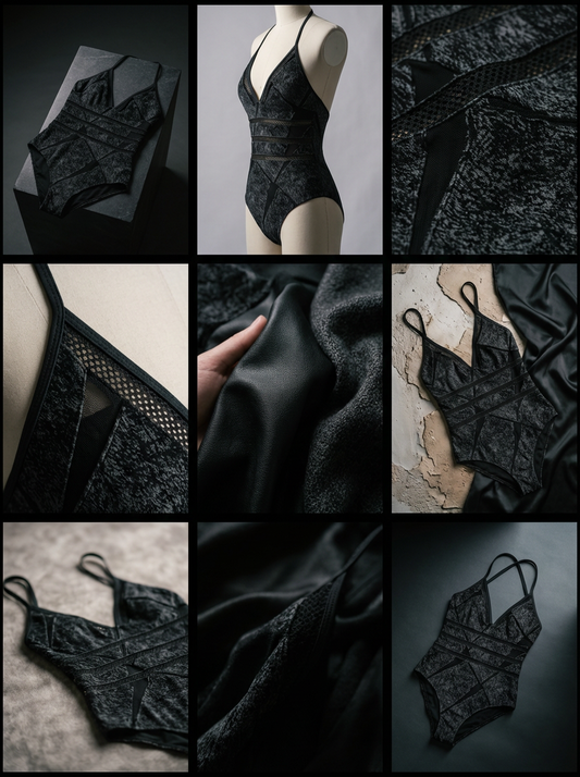 CHIWAII™ Sculpt Halter One-Piece — Obsidian Texture