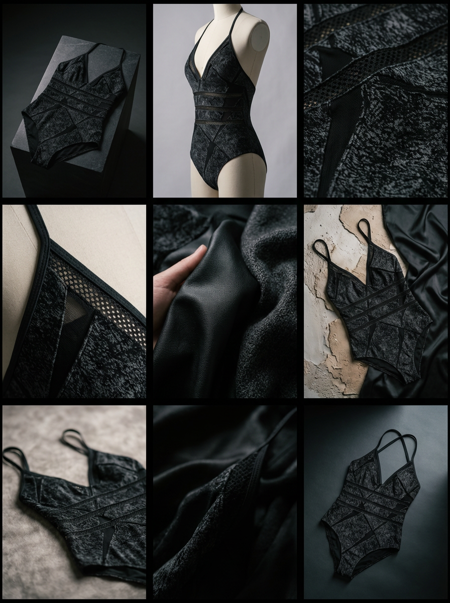 CHIWAII™ Sculpt Halter One-Piece — Obsidian Texture